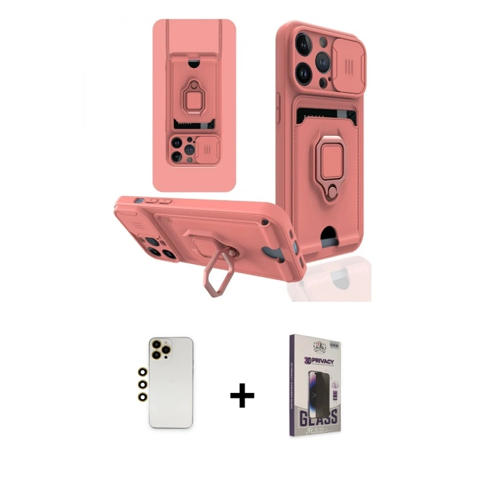 MARSİLYAN™- iPhone 13 Pro Max Kılıf Vadi Form Prime - Siyah Bilvis Hayalet Cam Ekran Koruyucu + Shine Kamera Lens - GD