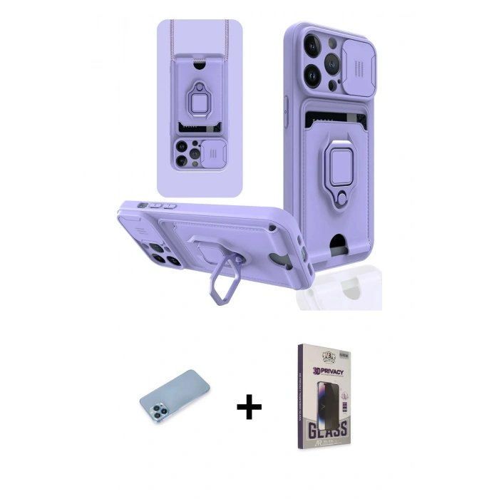 MARSİLYAN™- iPhone 13 Pro Max Kılıf Vadi Form Prime - Siyah Bilvis Hayalet Cam Ekran Koruyucu + Shine Kamera Lens Koruma Cam - MI