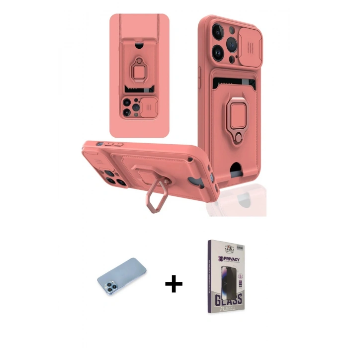 MARSİLYAN™- iPhone 13 Pro Max Kılıf Vadi Form Prime - Siyah Bilvis Hayalet Cam Ekran Koruyucu + Shine Kamera Lens Koruma Cam - MI