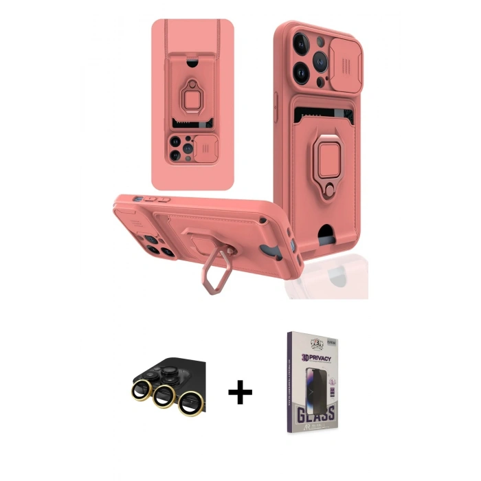MARSİLYAN™- iPhone 13 Pro Max Kılıf Vadi Form Prime - Siyah Bilvis Hayalet Cam Ekran Koruyucu + Raze Metal Kamera Lens - GD