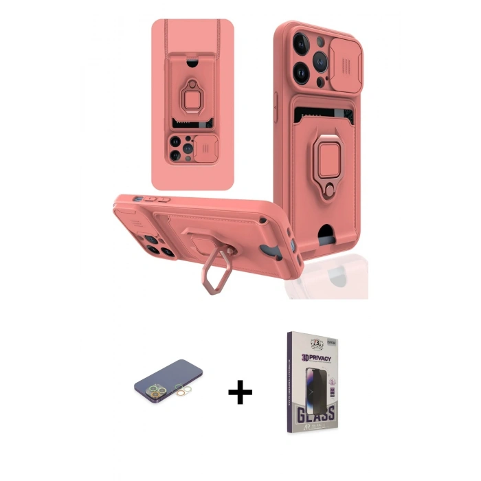 MARSİLYAN™- iPhone 13 Pro Max Kılıf Vadi Form Prime - Siyah Bilvis Hayalet Cam Ekran Koruyucu + Renkli Kamera Lens Koruma Cam - SI