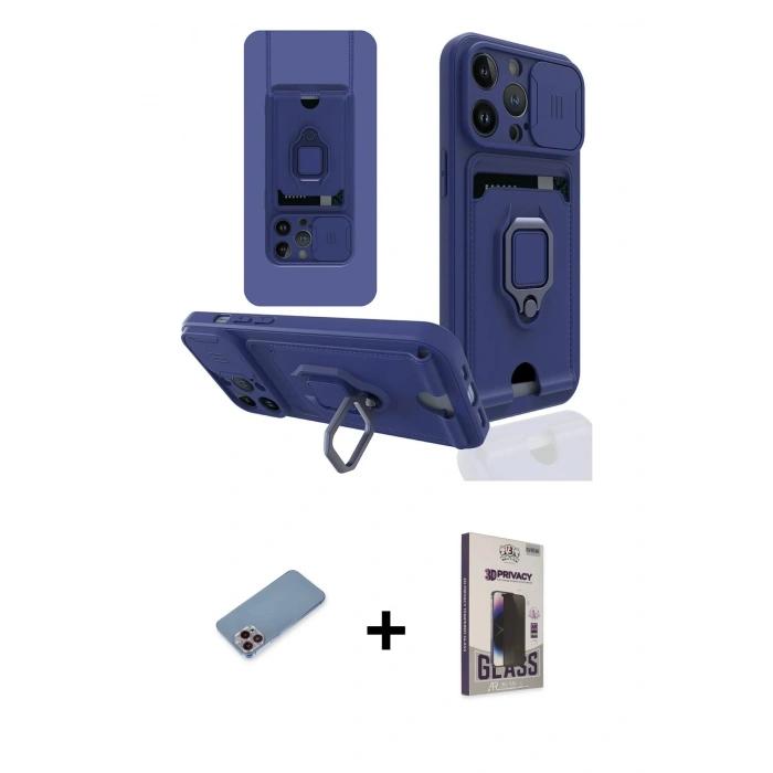 MARSİLYAN™- iPhone 13 Pro Max Kılıf Vadi Form Prime - Siyah Bilvis Hayalet Cam Ekran Koruyucu + Shine Kamera Lens Koruma Cam - PE