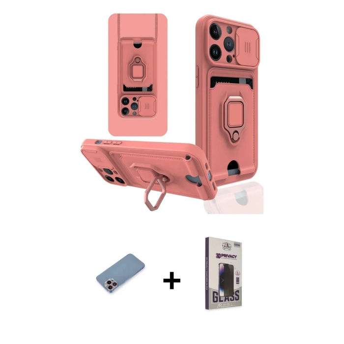 MARSİLYAN™- iPhone 13 Pro Max Kılıf Vadi Form Prime - Siyah Bilvis Hayalet Cam Ekran Koruyucu + Shine Kamera Lens Koruma Cam - PE