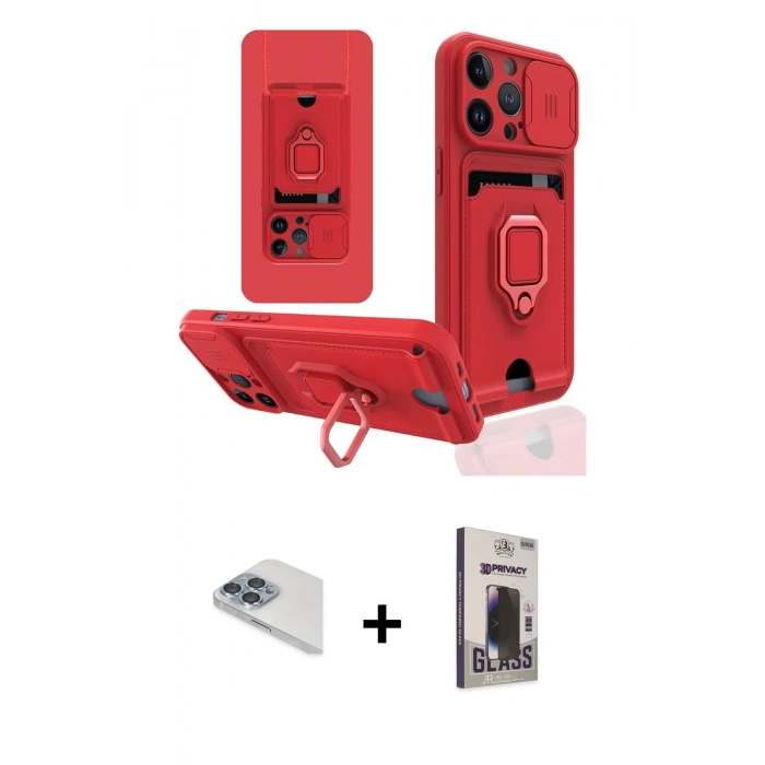 MARSİLYAN™- iPhone 13 Pro Max Kılıf Vadi Form Prime - Siyah Bilvis Hayalet Cam Ekran Koruyucu + Pers Alüminyum Kamera Lens - SABE