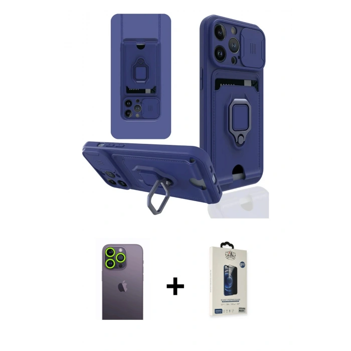 MARSİLYAN™- iPhone 13 Pro Max Kılıf Vadi Form Prime - Siyah Bilvis Hayalet Cam Ekran Koruyucu + Yeşil Neon Fosforlu Kamera Lens