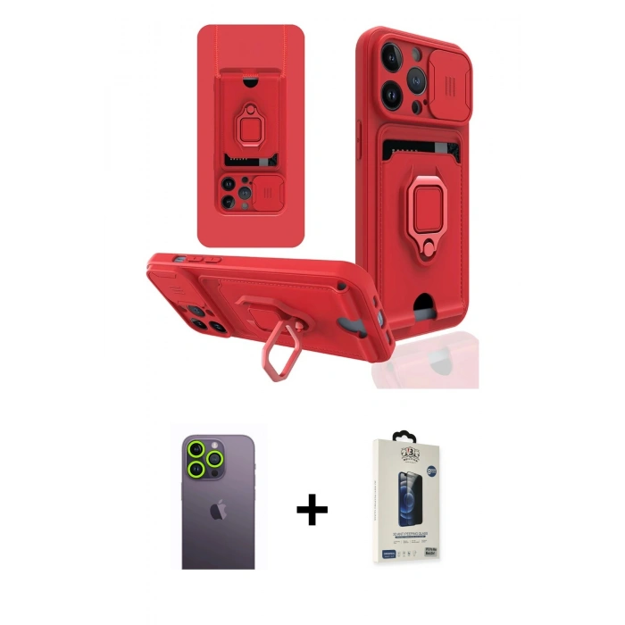 MARSİLYAN™- iPhone 13 Pro Max Kılıf Vadi Form Prime - Siyah Bilvis Hayalet Cam Ekran Koruyucu + Yeşil Neon Fosforlu Kamera Lens