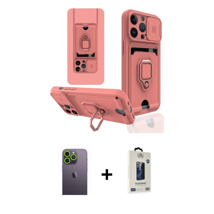 MARSİLYAN™- iPhone 13 Pro Max Kılıf Vadi Form Prime - Siyah Bilvis Hayalet Cam Ekran Koruyucu + Yeşil Neon Fosforlu Kamera Lens
