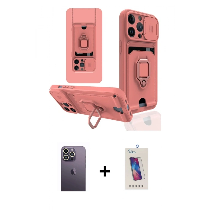 MARSİLYAN™- iPhone 13 Pro Max Kılıf Vadi Form Prime - Siyah Joko 5D Cam + Beyaz Neon Fosforlu Kamera Lens