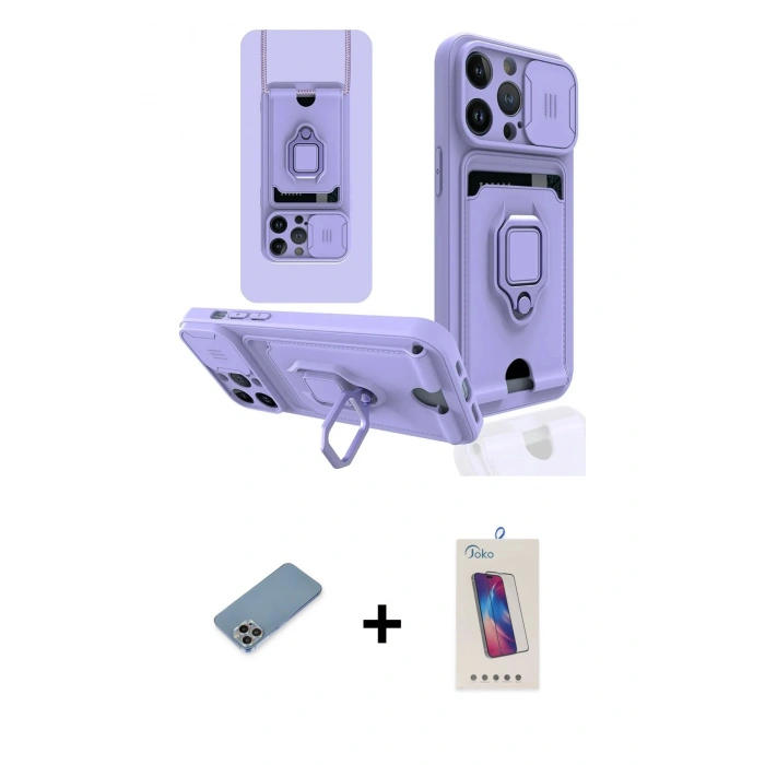 MARSİLYAN™- iPhone 13 Pro Max Kılıf Vadi Form Prime - Siyah Joko 5D Cam + Shine Kamera Lens Koruma Cam - GI
