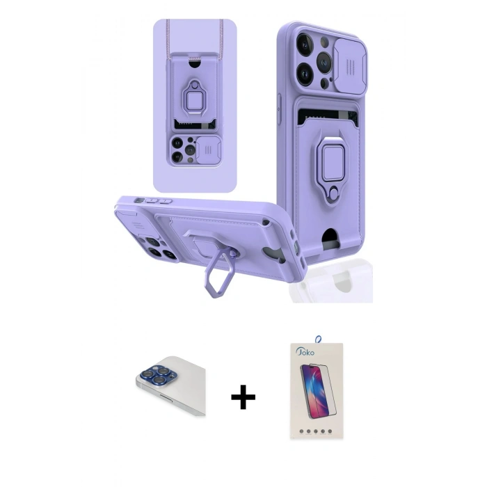 MARSİLYAN™- iPhone 13 Pro Max Kılıf Vadi Form Prime - Siyah Joko 5D Cam + Pers Alüminyum Kamera Lens - LT