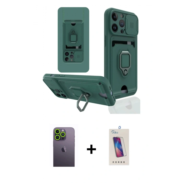 MARSİLYAN™- iPhone 13 Pro Max Kılıf Vadi Form Prime - Siyah Joko 5D Cam + Neon Fosforlu Kamera Lens - YL