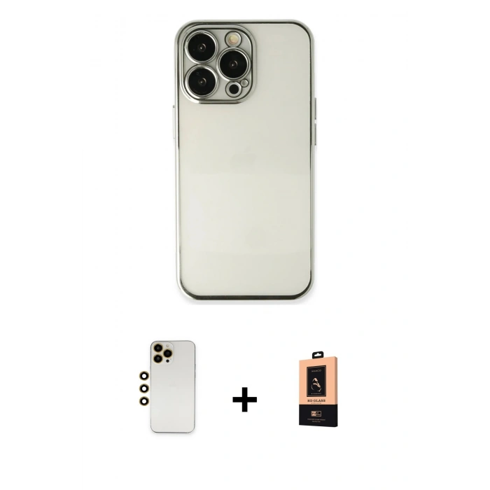 MARSİLYAN™- iPhone 13 Pro Max Kılıf Vadi Minimal - Şeffaf Maxco Cam Ekran Koruyucu + Shine Kamera Lens - GD