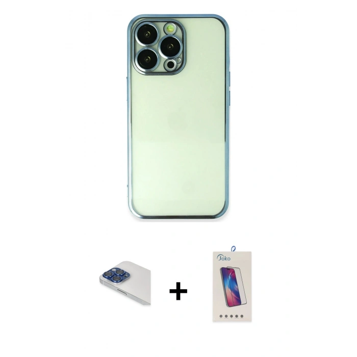 MARSİLYAN™- iPhone 13 Pro Max Kılıf Vadi Minimal - Siyah Joko 5D Cam + Pers Alüminyum Kamera Lens - LT