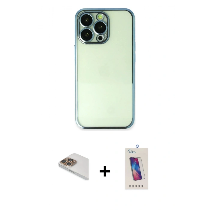 MARSİLYAN™- iPhone 13 Pro Max Kılıf Vadi Minimal - Siyah Joko 5D Cam + Pers Alüminyum Kamera Lens - GD