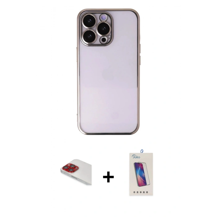 MARSİLYAN™- iPhone 13 Pro Max Kılıf Vadi Minimal - Siyah Joko 5D Cam + Pers Alüminyum Kamera Lens - KI