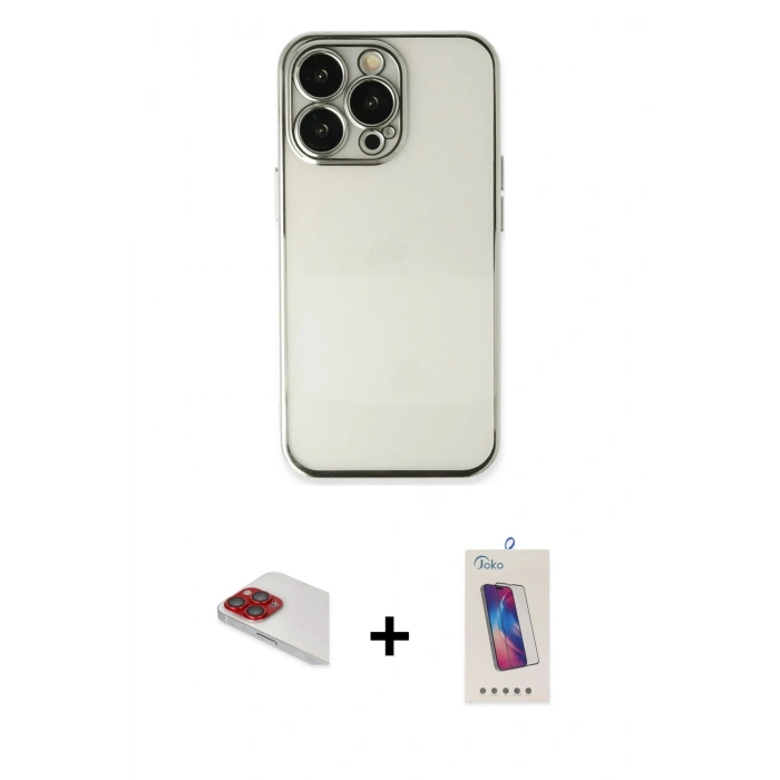 MARSİLYAN™- iPhone 13 Pro Max Kılıf Vadi Minimal - Siyah Joko 5D Cam + Pers Alüminyum Kamera Lens - KI