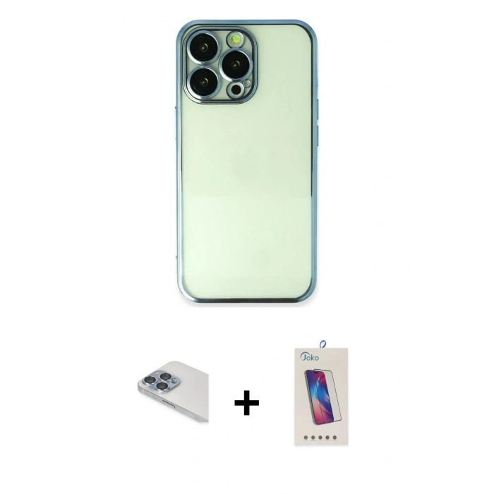 MARSİLYAN™- iPhone 13 Pro Max Kılıf Vadi Minimal - Siyah Joko 5D Cam + Pers Alüminyum Kamera Lens - SABE
