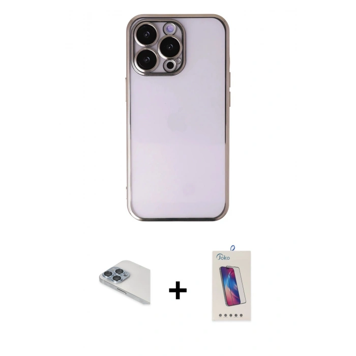MARSİLYAN™- iPhone 13 Pro Max Kılıf Vadi Minimal - Siyah Joko 5D Cam + Pers Alüminyum Kamera Lens - SABE