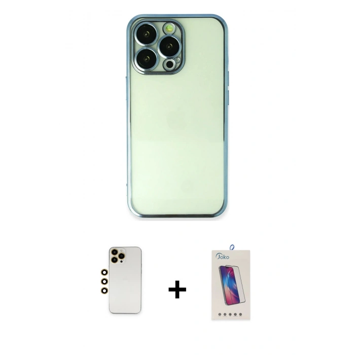 MARSİLYAN™- iPhone 13 Pro Max Kılıf Vadi Minimal - Siyah Joko 5D Cam + Shine Kamera Lens - GD