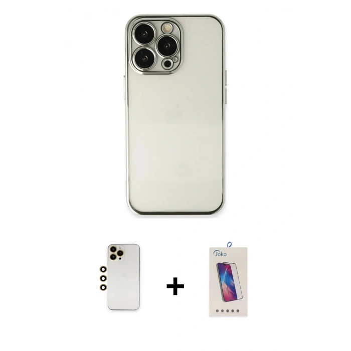 MARSİLYAN™- iPhone 13 Pro Max Kılıf Vadi Minimal - Siyah Joko 5D Cam + Shine Kamera Lens - GD