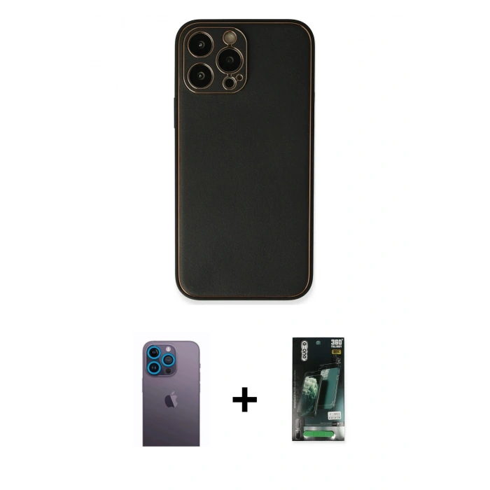 MARSİLYAN™- iPhone 13 Pro Max Kılıf Yadigar Klasik - Şeffaf 360 Full Body Arka Koruyucu + Neon Fosforlu Kamera Lens - MI