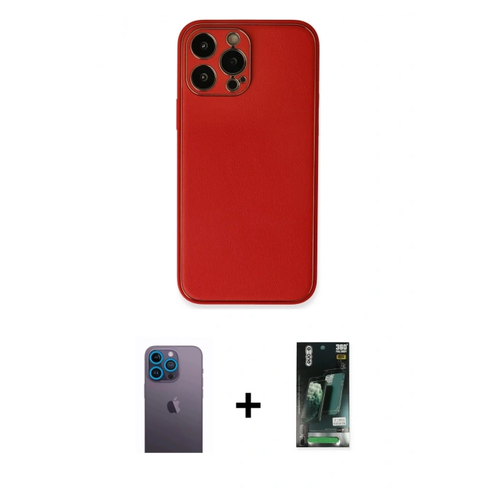 MARSİLYAN™- iPhone 13 Pro Max Kılıf Yadigar Klasik - Şeffaf 360 Full Body Arka Koruyucu + Neon Fosforlu Kamera Lens - MI