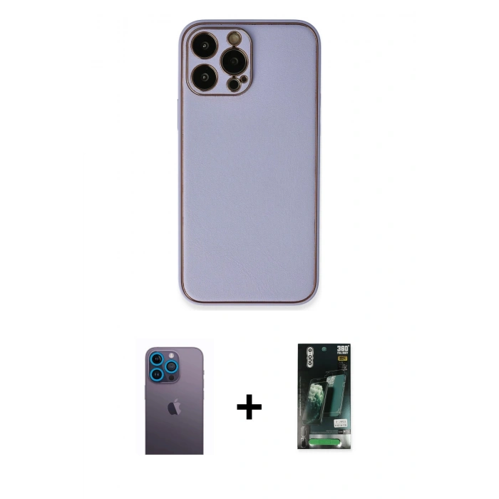 MARSİLYAN™- iPhone 13 Pro Max Kılıf Yadigar Klasik - Şeffaf 360 Full Body Arka Koruyucu + Neon Fosforlu Kamera Lens - MI