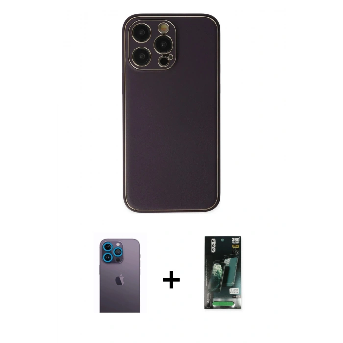 MARSİLYAN™- iPhone 13 Pro Max Kılıf Yadigar Klasik - Şeffaf 360 Full Body Arka Koruyucu + Neon Fosforlu Kamera Lens - MI