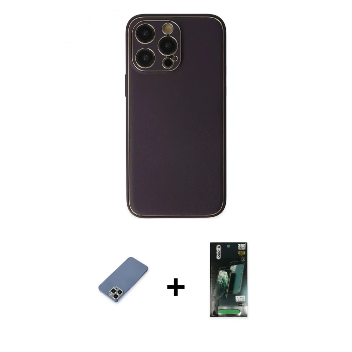MARSİLYAN™- iPhone 13 Pro Max Kılıf Yadigar Klasik - Şeffaf 360 Full Body Arka Koruyucu + Metal Kamera Lens Koruma Cam - AKYL