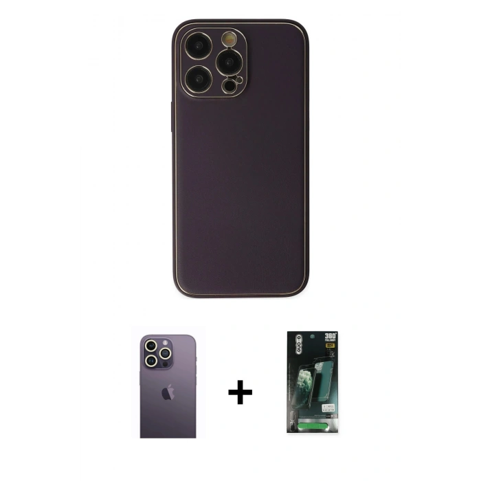 MARSİLYAN™- iPhone 13 Pro Max Kılıf Yadigar Klasik - Şeffaf 360 Full Body Arka Koruyucu + Neon Fosforlu Kamera Lens - BZ