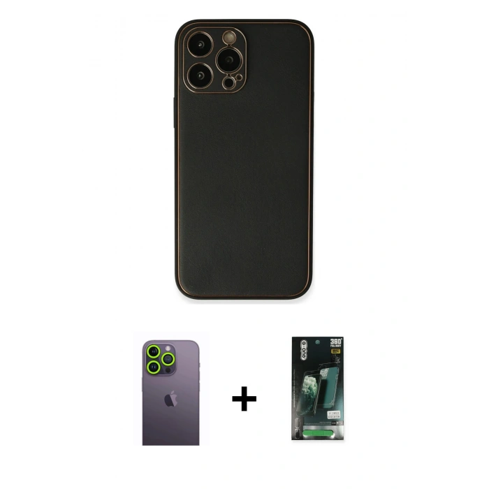 MARSİLYAN™- iPhone 13 Pro Max Kılıf Yadigar Klasik - Şeffaf 360 Full Body Arka Koruyucu + Neon Fosforlu Kamera Lens - YL