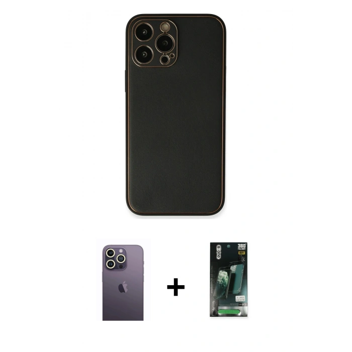 MARSİLYAN™- iPhone 13 Pro Max Kılıf Yadigar Klasik - Şeffaf 360 Full Body Arka Koruyucu + Neon Fosforlu Kamera Lens - BZ