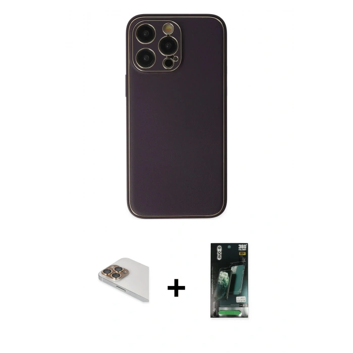 MARSİLYAN™- iPhone 13 Pro Max Kılıf Yadigar Klasik - Şeffaf 360 Full Body Arka Koruyucu + Pers Alüminyum Kamera Lens - GD