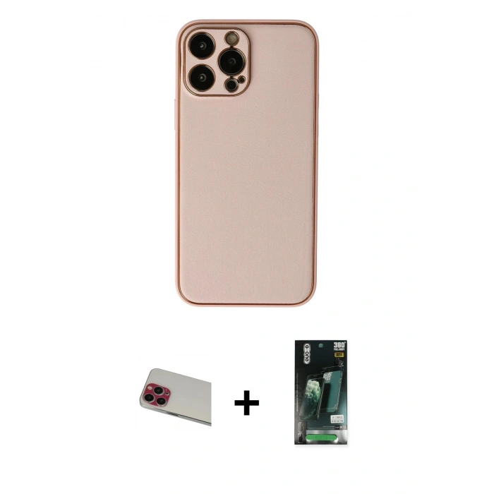 MARSİLYAN™- iPhone 13 Pro Max Kılıf Yadigar Klasik - Şeffaf 360 Full Body Arka Koruyucu + Rainbow Kamera Lens Koruma Cam - KI