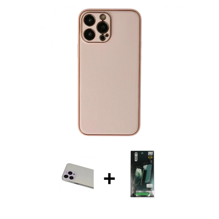 MARSİLYAN™- iPhone 13 Pro Max Kılıf Yadigar Klasik - Şeffaf 360 Full Body Arka Koruyucu + Rainbow Kamera Lens Koruma Cam - MR