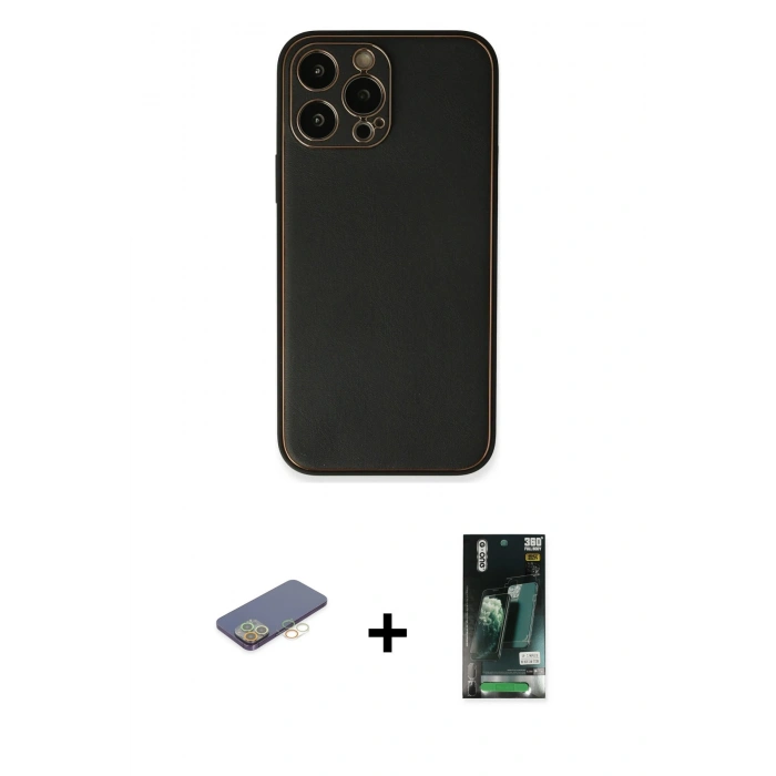 MARSİLYAN™- iPhone 13 Pro Max Kılıf Yadigar Klasik - Şeffaf 360 Full Body Arka Koruyucu + Renkli Kamera Lens Koruma Cam - SI