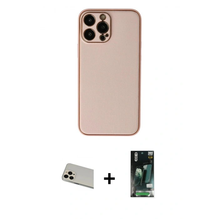 MARSİLYAN™- iPhone 13 Pro Max Kılıf Yadigar Klasik - Şeffaf 360 Full Body Arka Koruyucu + Rainbow Kamera Lens Koruma Cam - REGD