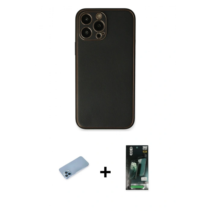 MARSİLYAN™- iPhone 13 Pro Max Kılıf Yadigar Klasik - Şeffaf 360 Full Body Arka Koruyucu + Shine Kamera Lens Koruma Cam - MI
