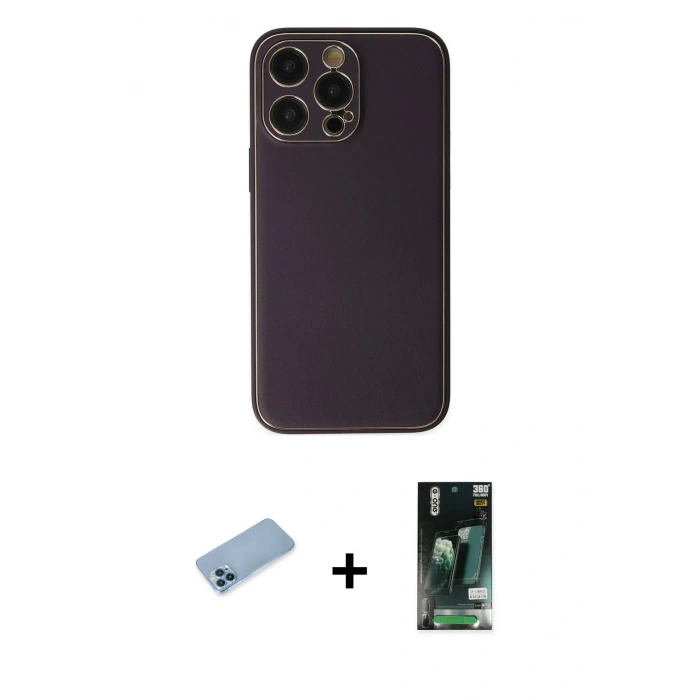 MARSİLYAN™- iPhone 13 Pro Max Kılıf Yadigar Klasik - Şeffaf 360 Full Body Arka Koruyucu + Shine Kamera Lens Koruma Cam - MI