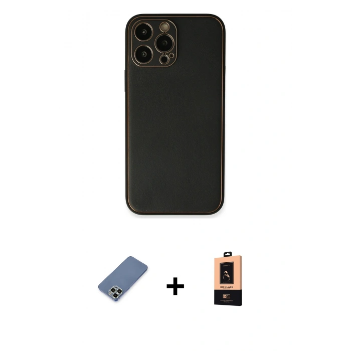 MARSİLYAN™- iPhone 13 Pro Max Kılıf Yadigar Klasik - Şeffaf Maxco Cam Ekran Koruyucu + Metal Kamera Lens Koruma Cam - AKYL
