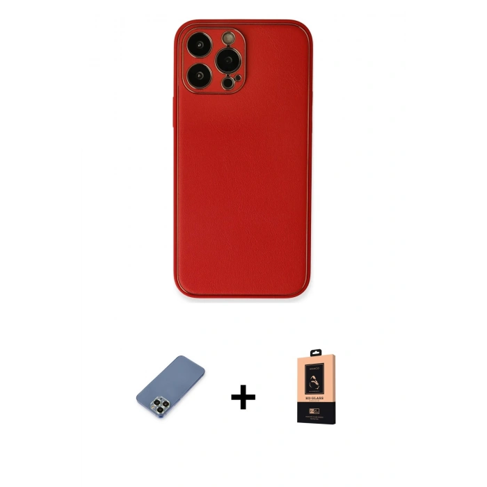 MARSİLYAN™- iPhone 13 Pro Max Kılıf Yadigar Klasik - Şeffaf Maxco Cam Ekran Koruyucu + Metal Kamera Lens Koruma Cam - AKYL