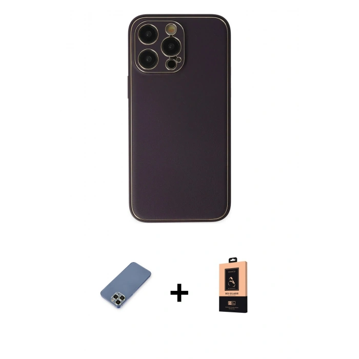 MARSİLYAN™- iPhone 13 Pro Max Kılıf Yadigar Klasik - Şeffaf Maxco Cam Ekran Koruyucu + Metal Kamera Lens Koruma Cam - AKYL
