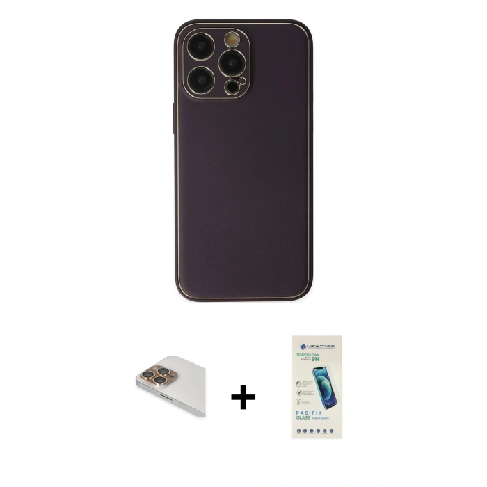 MARSİLYAN™- iPhone 13 Pro Max Kılıf Yadigar Klasik - Şeffaf Pasifik Cam Ekran Koruyucu + Pers Alüminyum Kamera Lens - GD
