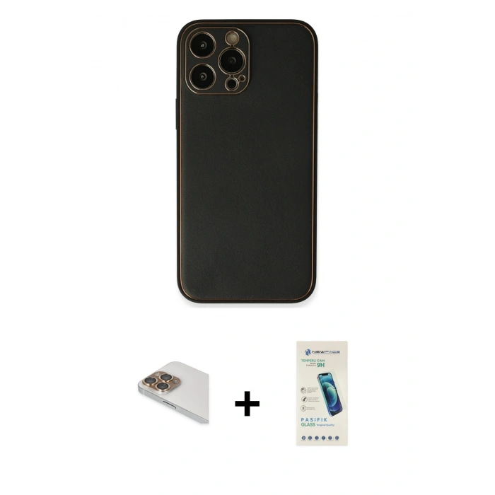 MARSİLYAN™- iPhone 13 Pro Max Kılıf Yadigar Klasik - Şeffaf Pasifik Cam Ekran Koruyucu + Pers Alüminyum Kamera Lens - GD