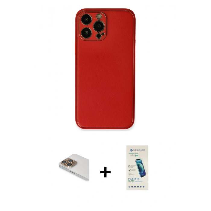 MARSİLYAN™- iPhone 13 Pro Max Kılıf Yadigar Klasik - Şeffaf Pasifik Cam Ekran Koruyucu + Pers Alüminyum Kamera Lens - GD