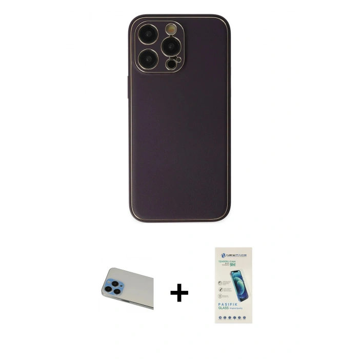 MARSİLYAN™- iPhone 13 Pro Max Kılıf Yadigar Klasik - Şeffaf Pasifik Cam Ekran Koruyucu + Rainbow Kamera Lens Koruma Cam - MI