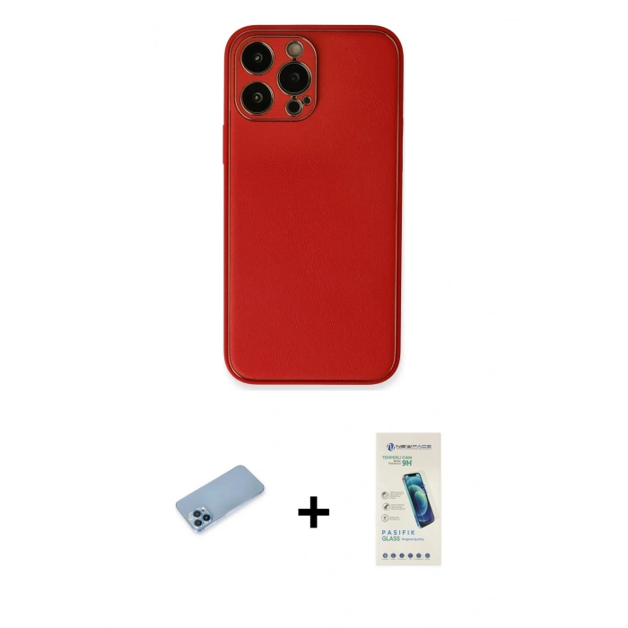MARSİLYAN™- iPhone 13 Pro Max Kılıf Yadigar Klasik - Şeffaf Pasifik Cam Ekran Koruyucu + Shine Kamera Lens Koruma Cam - MI