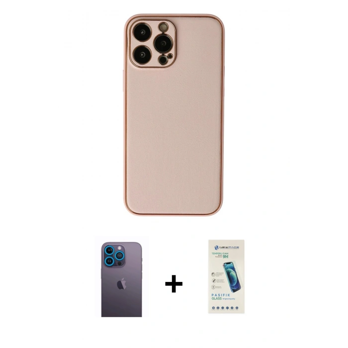 MARSİLYAN™- iPhone 13 Pro Max Kılıf Yadigar Klasik - Şeffaf Pasifik Cam Ekran Koruyucu + Neon Fosforlu Kamera Lens - MI