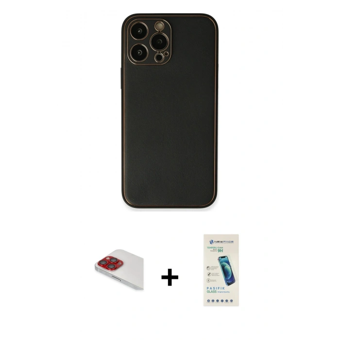 MARSİLYAN™- iPhone 13 Pro Max Kılıf Yadigar Klasik - Şeffaf Pasifik Cam Ekran Koruyucu + Pers Alüminyum Kamera Lens - KI