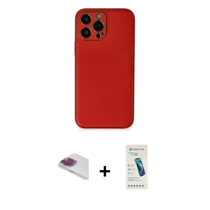 MARSİLYAN™- iPhone 13 Pro Max Kılıf Yadigar Klasik - Şeffaf Pasifik Cam Ekran Koruyucu + Pers Alüminyum Kamera Lens - GI